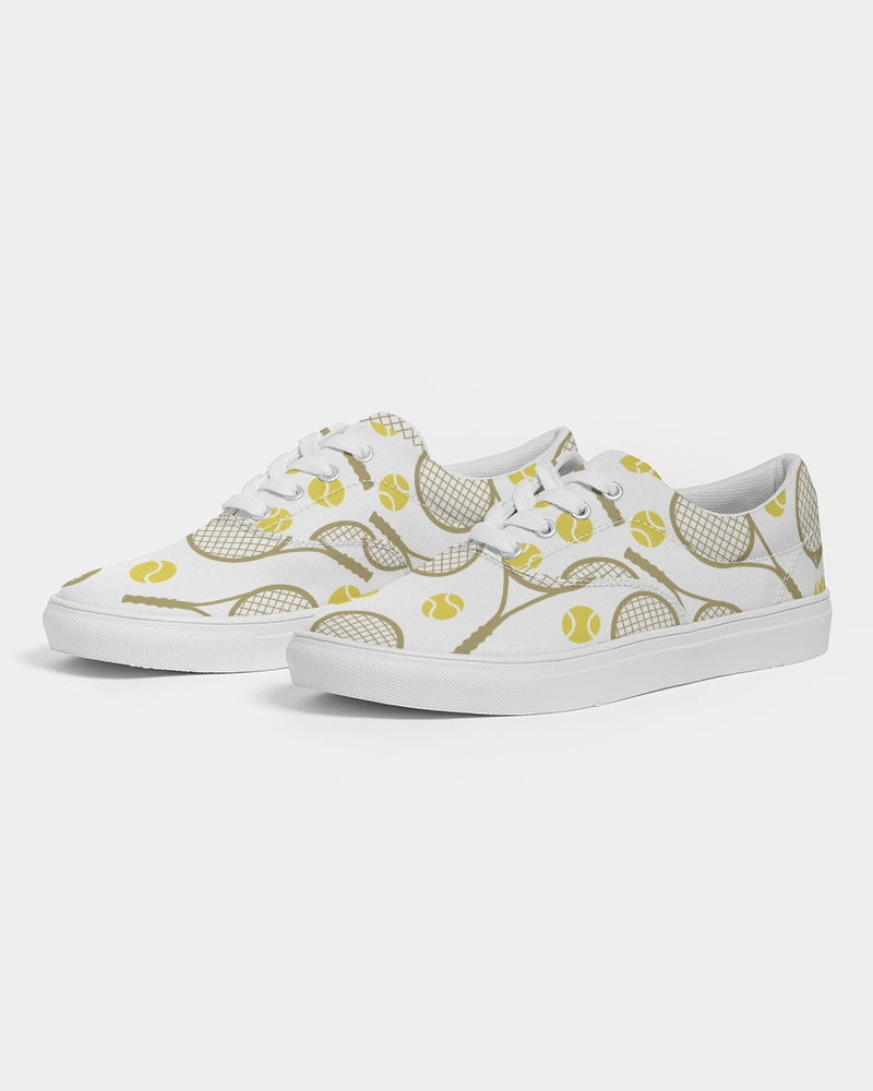 Racquet & Ball Pattern Women's Lace Up Canvas Shoe