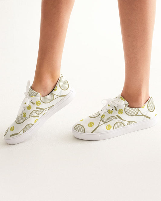 Racquet & Ball Pattern Women's Lace Up Canvas Shoe