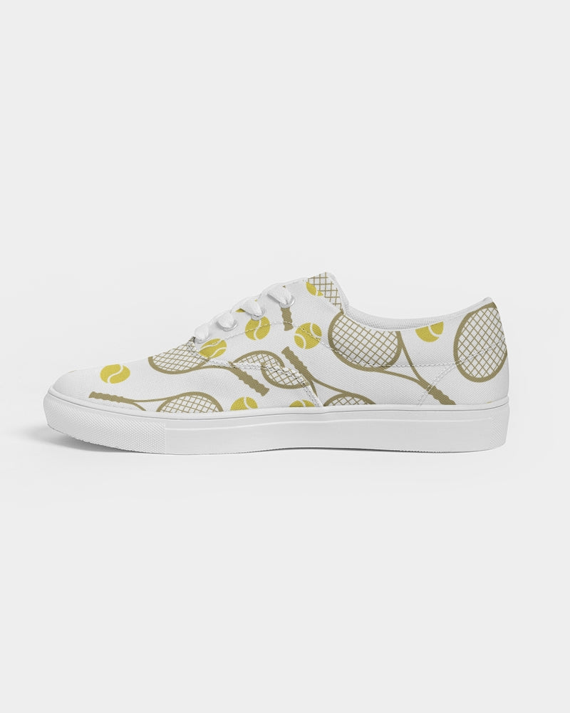 Racquet & Ball Pattern Women's Lace Up Canvas Shoe