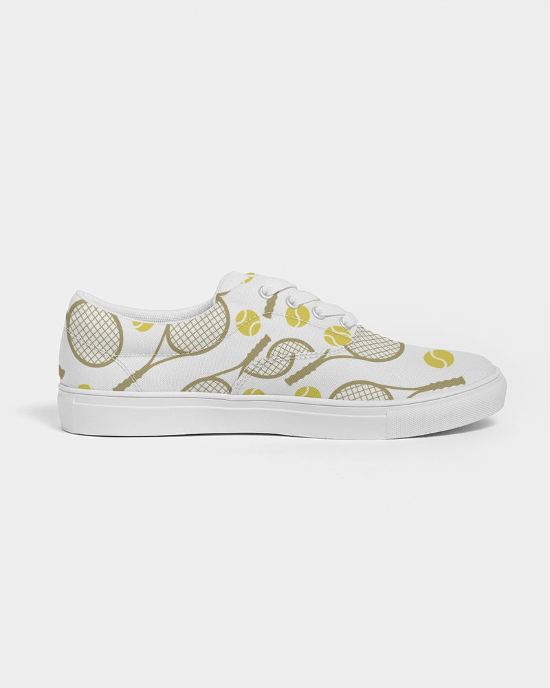 Racquet & Ball Pattern Women's Lace Up Canvas Shoe