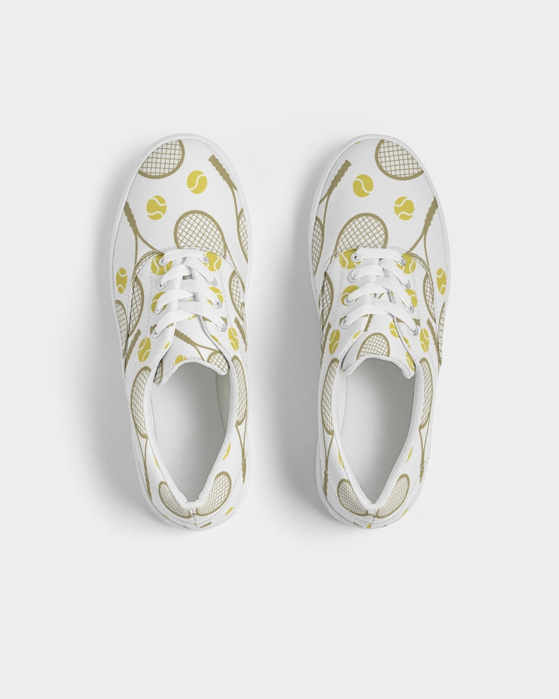 Racquet & Ball Pattern Women's Lace Up Canvas Shoe